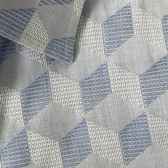 Men's Etro 100% Cotton Dress shirt White Blue 3D Squares-Sz. 44-XL - Picture 12 of 12